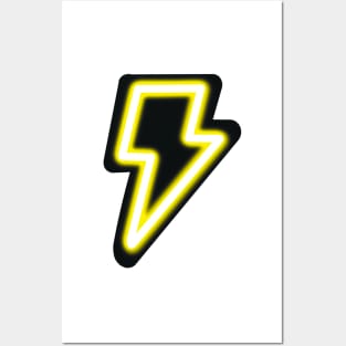 Neon Yellow Lightning Bolt Posters and Art